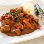 File med dragong och senapsås