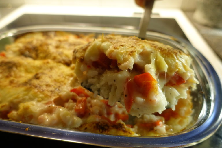 Krabb- och räkgratäng