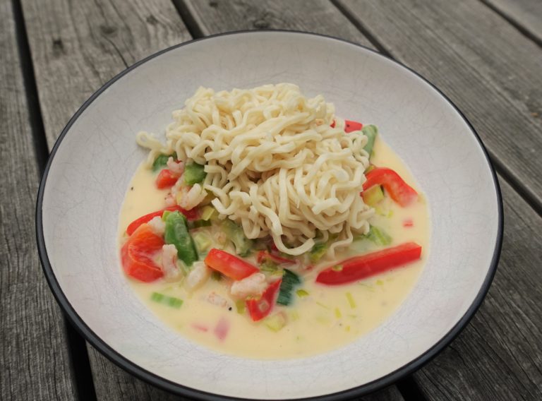 Räkor med chili och sugarsnaps