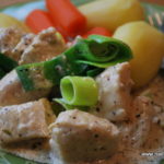 Kyckling i dragon- och purjolökssås