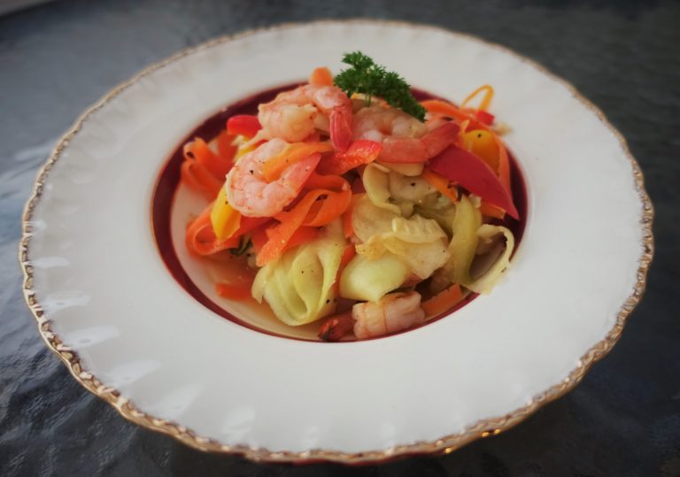 räkor med grönsaker i ugn