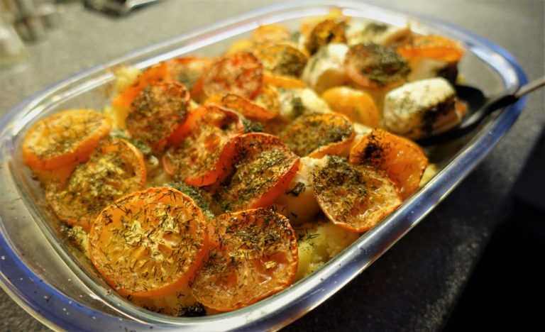 torsk med tomattäcke