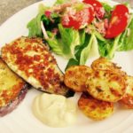Rostad potatis med panerad aubergine
