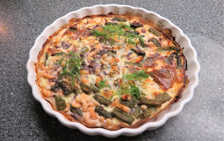 Tortillapaj med räkor