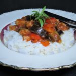 Kasslergryta med aubergine och tomat