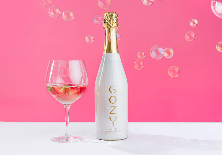 Gozy White Sangria against pink