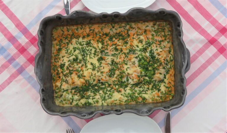 Fisk med gräslök och ärtor