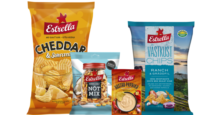 Estrella lanserar tre nya goda snacks och en ny dipp