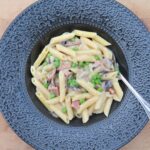 Skinka- och svampsås med ärtor