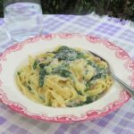 pasta med bacon och spenat