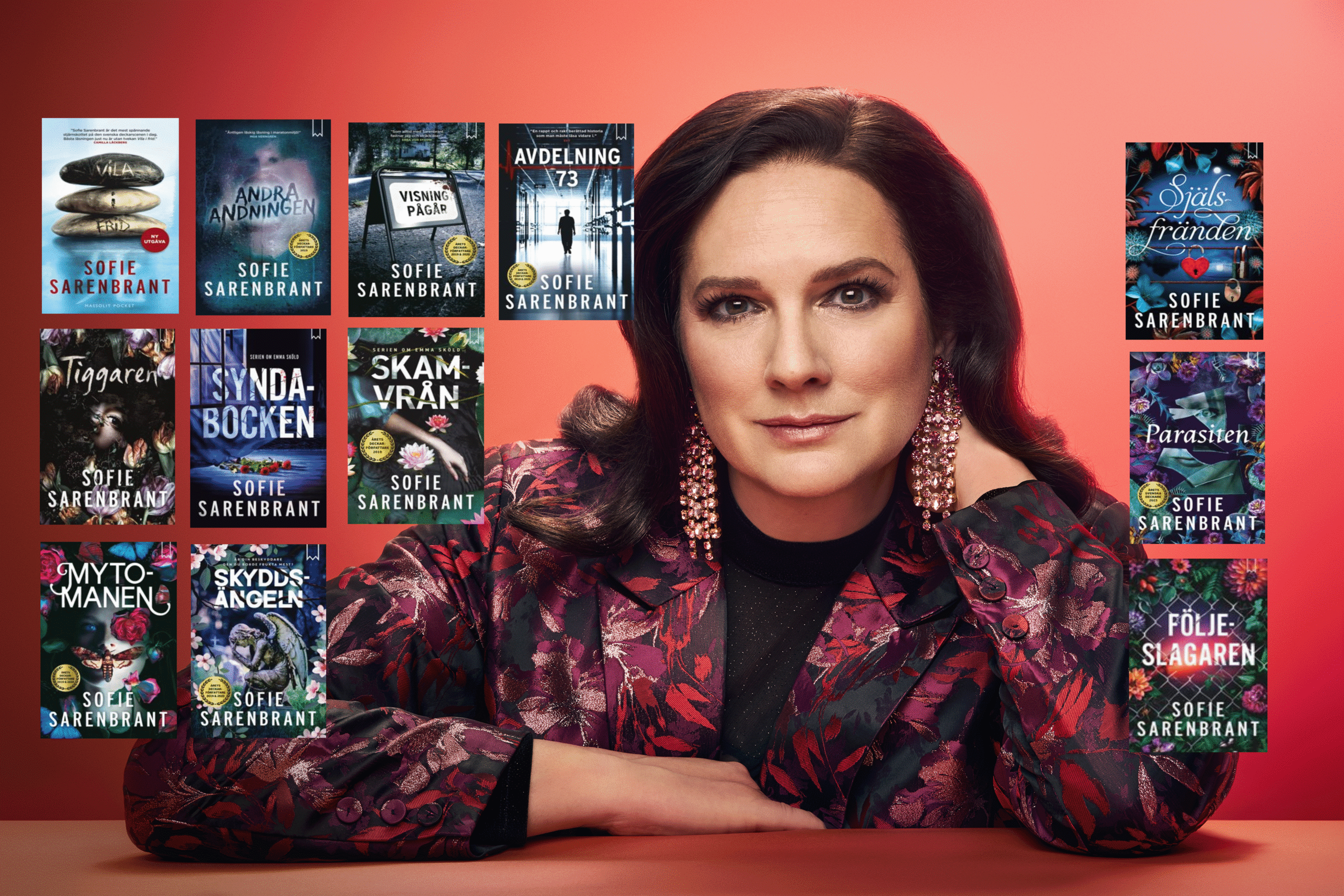 sofie sarenbrant med sina tolv böcker om emma sköld